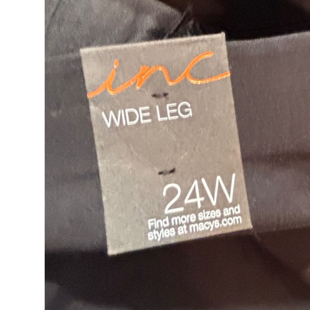 INC Womens Pants Size 24W International Concepts Wide Leg Black Pull On‎ NWT - Picture 2 of 4